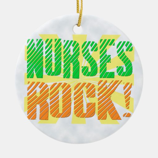 Nurses Rock, Orange and Green Fun Ornament