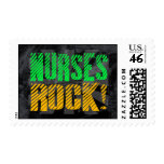 Nurses Rock, Orange and Green Fun Postage Stamps