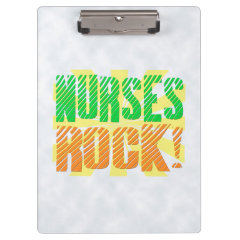 Nurses Rock, Orange/Green Fun Nurse Clipboards