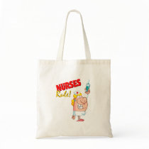 nurses rule cute cartoon nurse tote bags