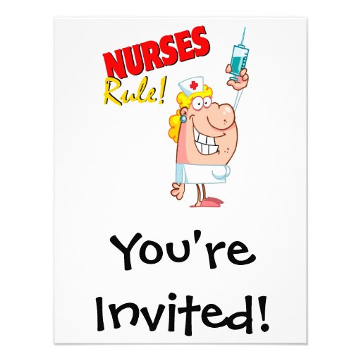 nurses rule cute cartoon nurse custom invites