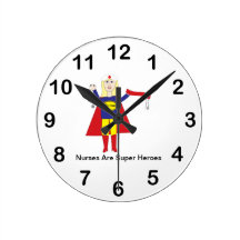 Nurses Super Heroes (Blonde) Round Wall Clock