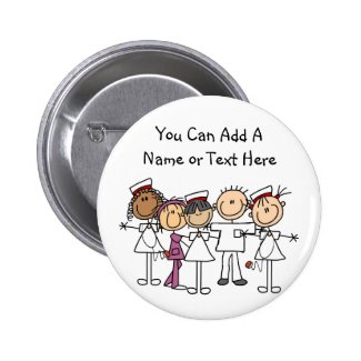 Personalized Stick Figure Nurse Buttons