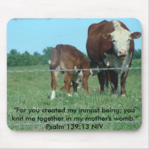Nursing Calf, Psalm 139:13 NIV mousepads by photosbyGmaSue Nursing Calf, Psalm 139:13 NIV mousepads