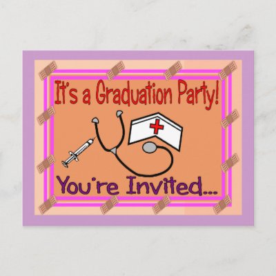 Image Nursing on Nursing Graduation Party Invitations And Matching Postage   To Help