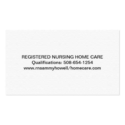 Nursing Home Care Business Card (back side)