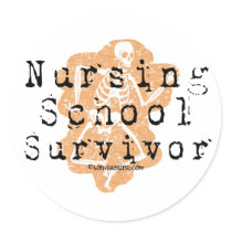 Nursing School Survivor Round Stickers
