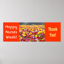 Nursing Week Thank You poster Banner Tulips Nurses