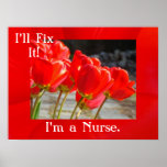 Nuses art prints Red Tulips I'm a Nurse posters