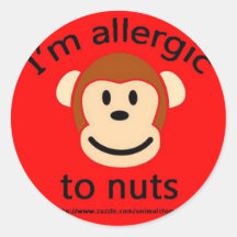 Nut allergy childrens sticker RED