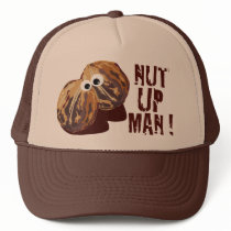 'NUT UP MAN' humorous parody hats by popiconz 'NUT UP MAN' humorous parody hats