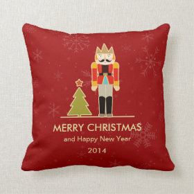 Nutcracker Merry Christmas and Happy New Year 2014 Pillow