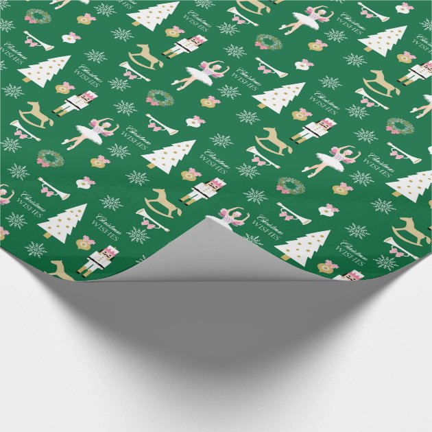 Nutcracker, tree and Ballerina Christmas Wishes Wrapping Paper 4/4