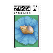 Nutmeg Shell & Cool Flower Postage Stamp