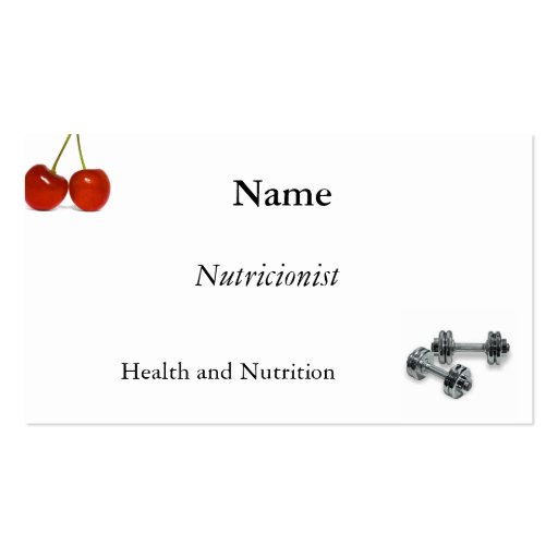 Nutrition, exercise business card templates (front side)