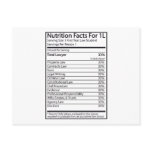 Nutrition Facts For 1L Post Card