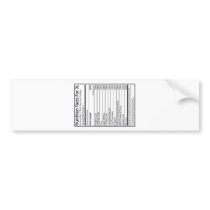Nutrition Facts For A 3L bumper stickers