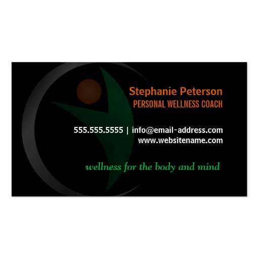 Nutrition Wellness and Fitness Coach Business Card Template (back side)