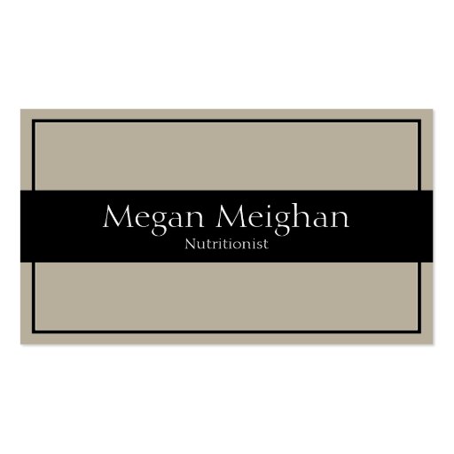 Nutritionist Business Card - Classy Beige & Black (front side)