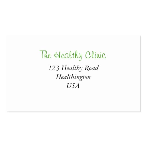 Nutritionist / Nutritional Therapist / Naturopath Business Cards (back side)