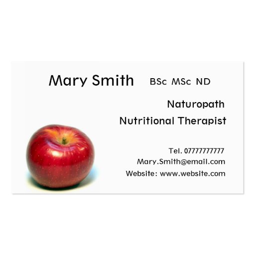Nutritionist / Nutritional Therapist / Naturopath Business Cards (front side)