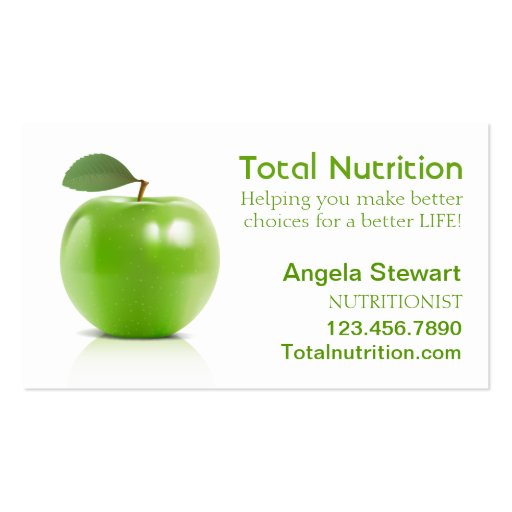 Nutritionist with Apple Business Card Template (front side)