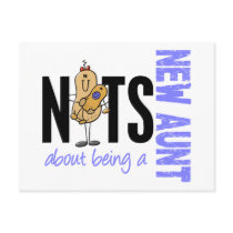 Nuts About Being A New Aunt 1 Blue Postcard