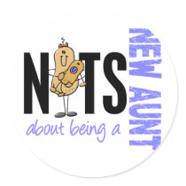 Nuts About Being A New Aunt 1 Blue Round Stickers