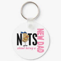 Nuts About Being A New Dad 1 (Pink) keychains
