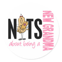 Nuts About Being A New Grandma 1 Pink Sticker