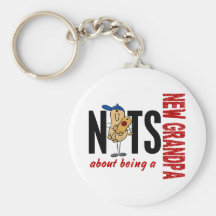 Nuts About Being A New Grandpa 1 Red Keychains
