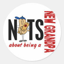 Nuts About Being A New Grandpa 1 Red Round Sticker