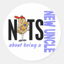 Nuts About Being A New Uncle 1 Blue Round Stickers