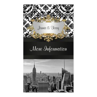 NY City Skyline BW 431 Damask Event Info Card Business Card