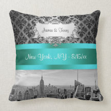 NY City Skyline BW B3 Damask F2 - Pillow