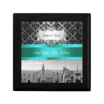 NY City Skyline BW B3 Damask F2 - Trinket Gift Box