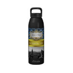 NY City Skyline BW Black BlueDeco Damask Inv Suite Reusable Water Bottle