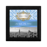 NY City Skyline BW D4 Damask Trinket Box Gift Box