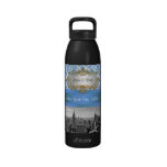 NY City Skyline BW D4 Damask Water Bottle