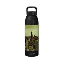NY City Skyline Empire State Building, WTC 6 Reusable Water Bottle