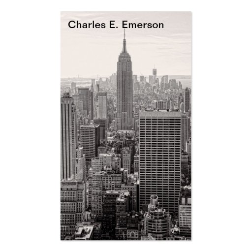 NY City Skyline Empire State Building, WTC BW Business Card (front side)