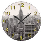 NY City Skyline Empire State Building, WTC BW Wallclock