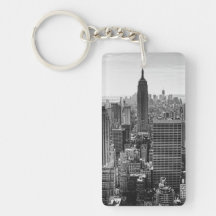 NY City Skyline Empire State Building, WTC BW Key Chains