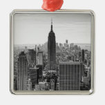 NY City Skyline Empire State Building, WTC BW Christmas Tree Ornaments