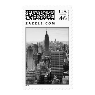 NY City Skyline Empire State Building, WTC BW Postage