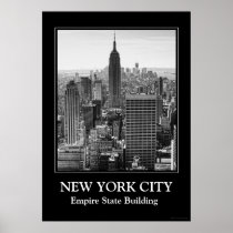 NY City Skyline Empire State Building, WTC BW Posters