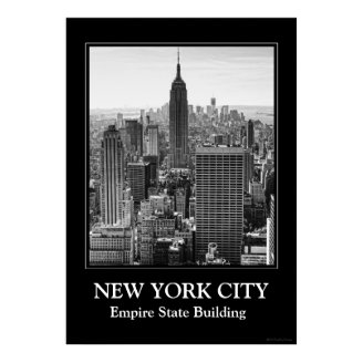 NY City Skyline Empire State Building, WTC BW Posters