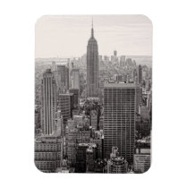NY City Skyline Empire State Building, WTC BW Rectangular Magnet