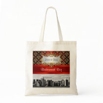 NY City Skyline ER BW Damask - Canvas Bag