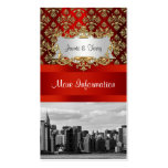 NY City Skyline ER BW Damask - Event Info Card Business Card